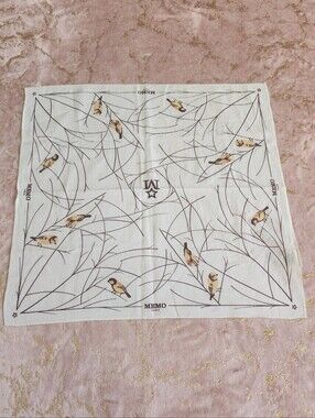 MEMO PARIS | Bird Print Scarf in Cream and Brown
